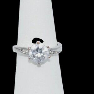 Silver Plate Faux Diamond Solitaire